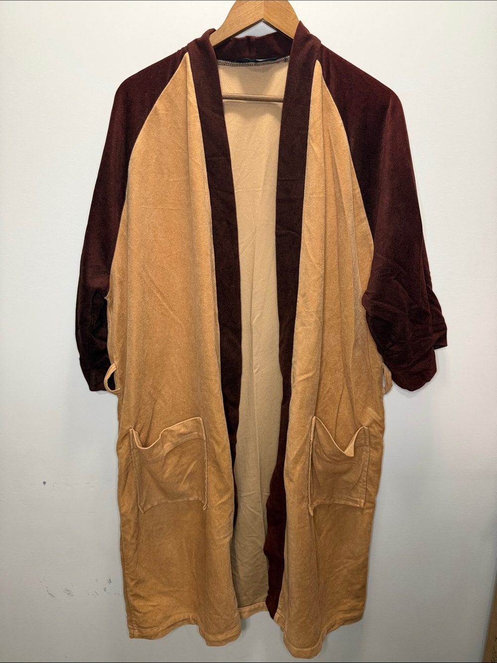 St.Michael Two-Tone Open Front Coatigan in Camel & Brown no belt S-XL